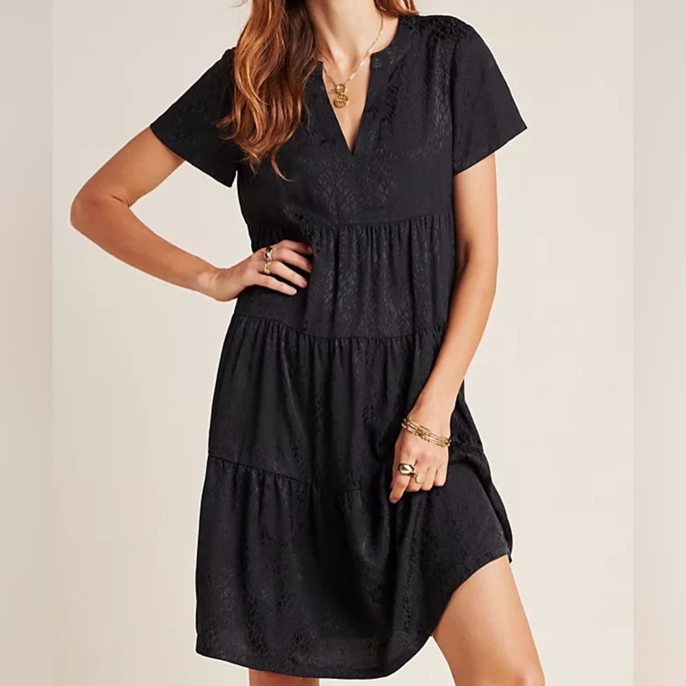 Maeve Black Tiered Mini Dress